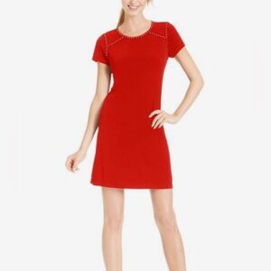 Calvin Klein red and gold studded shift dress size 4